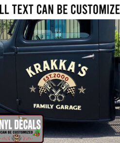 Personalized Crossing Piston And Ribbon Lettering Vinyl Sticker 10810