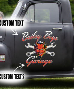 Personalized Crossing Wrench And Devil Lettering Vinyl Sticker 10727