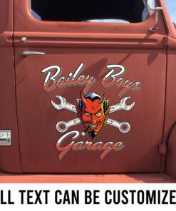 Personalized Crossing Wrench And Devil Lettering Vinyl Sticker 10727