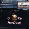 Personalized Crow And Skull Hot Rod Lettering Sticker 10919