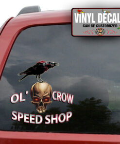Personalized Crow And Skull Hot Rod Lettering Sticker 10919