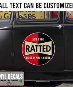 Personalized Distressed Ratted Rat Rod Sticker 11382