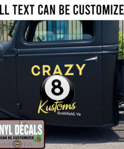Personalized Eight Ball Customs Garage Lettering Vinyl Sticker 10507