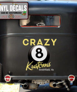 Personalized Eight Ball Customs Garage Lettering Vinyl Sticker 10507