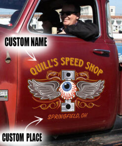 Personalized Eyeball And Piston Pinstriping Vinyl Sticker 10653