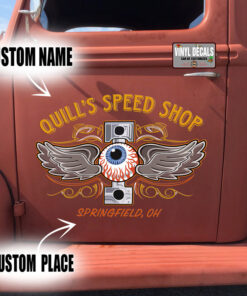 Personalized Eyeball And Piston Pinstriping Vinyl Sticker 10653