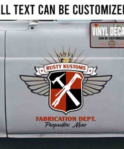 Personalized Fabrication Dept Letternig Vinyl Sticker 10477