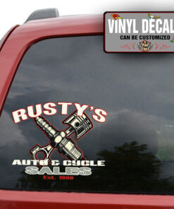 Personalized Piston And Spark Plug Lettering Hand Paint Sticker 11534