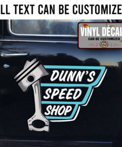 Personalized Piston Hot Rod Lettering Vinyl Sticker 10490