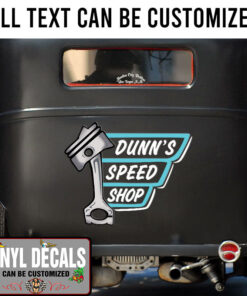 Personalized Piston Hot Rod Lettering Vinyl Sticker 10490