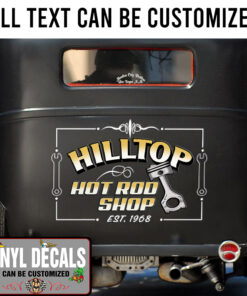 Personalized Piston Pinstriping Garage Vinyl Sticker 10387