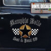 Personalized Racing Flag And Star Lettering Sticker 11557