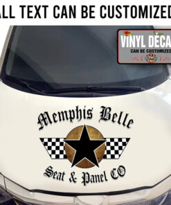 Personalized Racing Flag And Star Lettering Sticker 11557