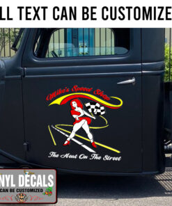 Personalized Racing Girl Hot Rod Shop Lettering Vinyl Sticker 10460