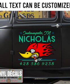 Personalized Flames Demon Mr Horsepower Sticker 11242