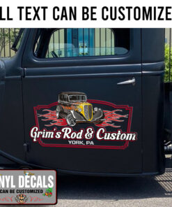 Personalized Flaming Hot Rod Sticker 11312