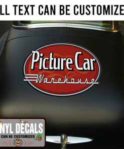 Personalized Flaming Oval Car Lettering Vinyl Sticker 10799