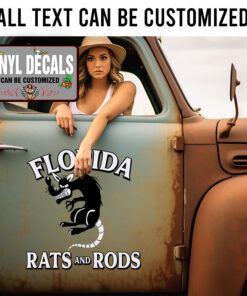 Personalized Rat And Rods Lettering Sticker 11838