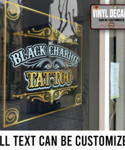 Personalized Floral Tattoo Studio Sign Writing Sticker 10895