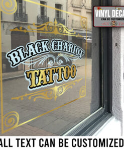 Personalized Floral Tattoo Studio Sign Writing Sticker 10895