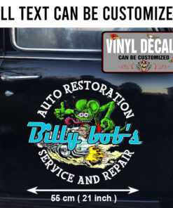 Personalized Rat Fink Hot Rod Garage Rat Rod Pick Up Truck Lettering Vinyl Sticker 10192