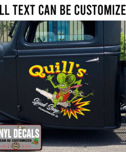 Personalized Rat Fink And Spark Plug Lettering Vinyl Sticker 10358