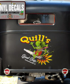 Personalized Rat Fink And Spark Plug Lettering Vinyl Sticker 10358
