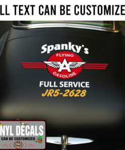 Personalized Flying Gasoline Hot Rod Lettering Vinyl Sticker 10775