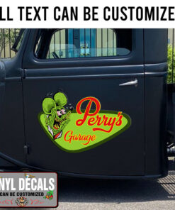 Personalized Rat Fink Garage Lettering Vinyl Sticker 10605