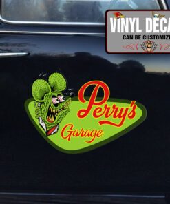 Personalized Rat Fink Garage Lettering Vinyl Sticker 10605