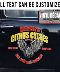 Personalized Flying Wheel Lettering Motorcycle Sticker 11840