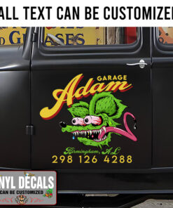 Personalized Rat Fink Garage Workshop Sticker 11231