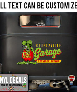 Personalized Rat Fink Hot Rod Garage Vinyl Sticker 10506