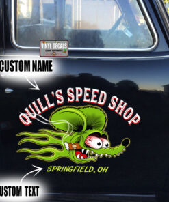Personalized Rat Fink Lettering Hot Rod Vinyl Sticker 10738