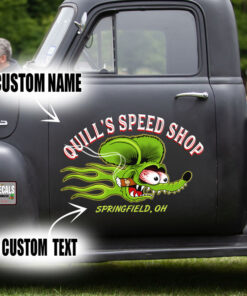 Personalized Rat Fink Lettering Hot Rod Vinyl Sticker 10738