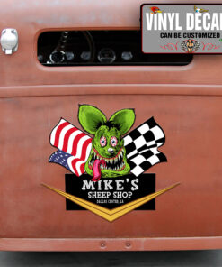 Personalized Rat Fink Lettering Vinyl Sticker 10462