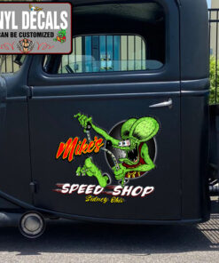 Personalized Rat Fink Lettering Vinyl Sticker 10723