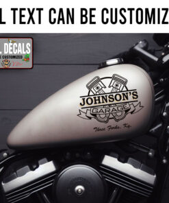 Personalized Garage Lettering Crossing Piston Sticker 11952