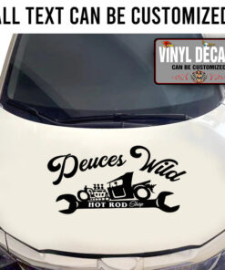 Personalized Rat Rod Car And Wrench Lettering Vinyl Sticker 10803