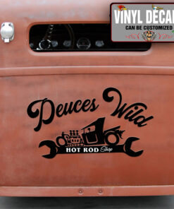 Personalized Rat Rod Car And Wrench Lettering Vinyl Sticker 10803