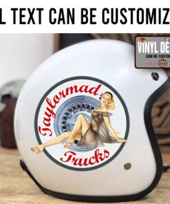 Personalized Rat Rod Wheel And Pin Up Girl Sticker 11873
