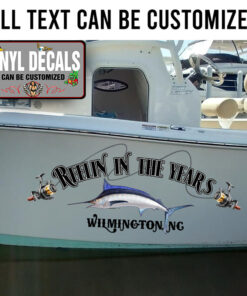 Personalized Reelin In The Years And Blue Marlin Sword Fish Sticker 11681