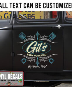 Personalized Retro Piston Pinstripe Sticker 11252