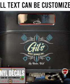 Personalized Retro Piston Pinstripe Sticker 11252