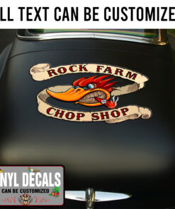 Personalized Ribbon Hot Rod Bird Lettering Vinyl Sticker 10774