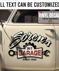 Personalized Gear Head And Wrench Lettering Sticker 11485