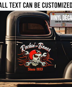 Personalized Rocking Them Bones Skull Pinstriping Sticker 11855