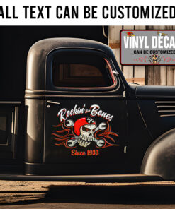 Personalized Rocking Them Bones Skull Pinstriping Sticker 11855