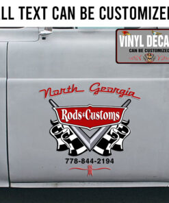 Personalized Rods And Customs Lettering Vinyl Sticker 10497
