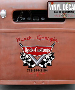 Personalized Rods And Customs Lettering Vinyl Sticker 10497